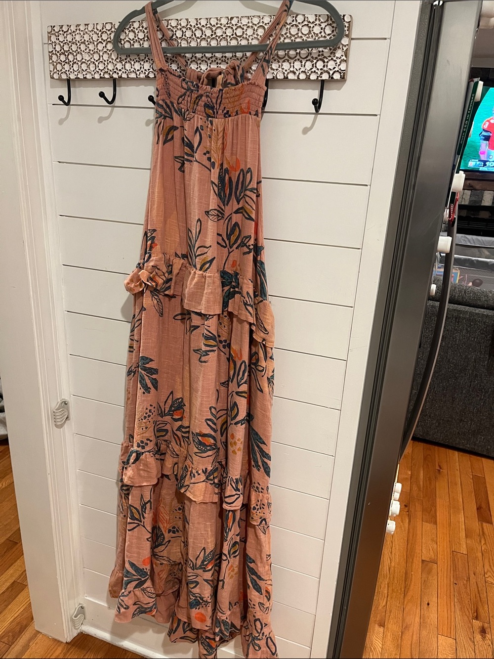 Free People Mauve Floral High-Low cotton Ruffle Maxi Dress medium